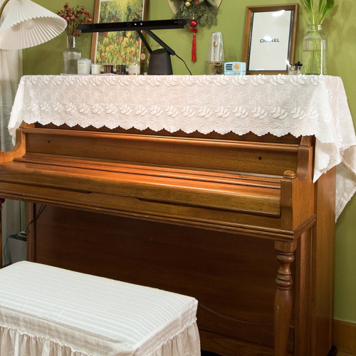 淺枝素意鋼琴罩白色蕾絲半罩法式防塵保護全罩電子琴凳罩布 淺枝素意鋼琴罩白色蕾絲半罩法式防塵保護全罩電子琴凳罩布