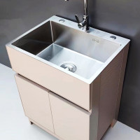 304不鏽鋼水槽戶外一體 陽台太空鋁洗衣櫃洗手池落地家用浴室櫃