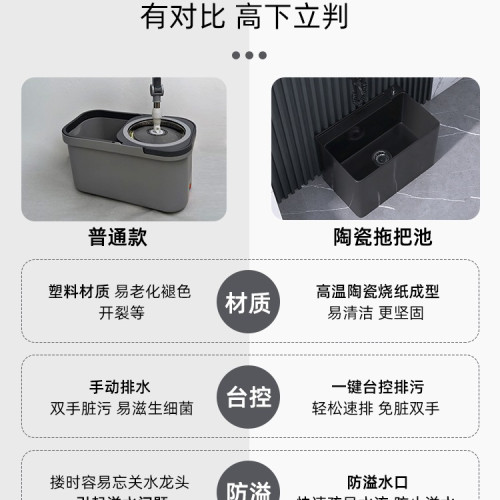 2025新款家用黑色陶瓷拖把池陽台拖把盆衛生間洗拖布池大號墩布池 2025新款家用黑色陶瓷拖把池陽台拖把盆衛生間洗拖布池大號墩布池