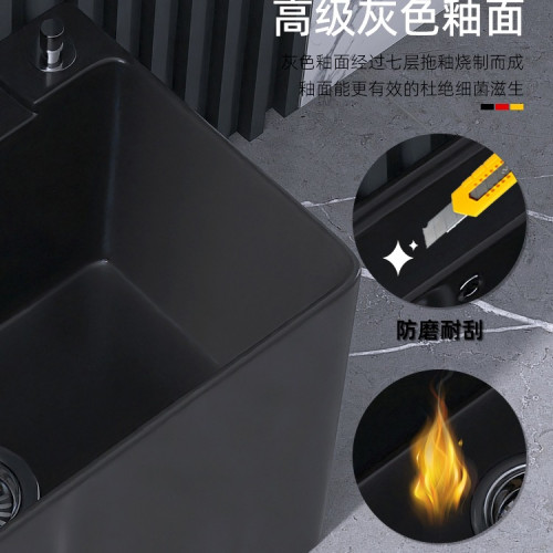 2025新款家用黑色陶瓷拖把池陽台拖把盆衛生間洗拖布池大號墩布池 2025新款家用黑色陶瓷拖把池陽台拖把盆衛生間洗拖布池大號墩布池