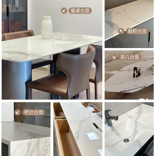 大理石台面廚房石英石灶台茶幾餐桌更換白色巖板磁磚桌面板