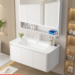 加厚鋁蜂窩圓角浴室櫃洗手盆櫃組合衛生間陶瓷一體盆洗漱台洗臉盆