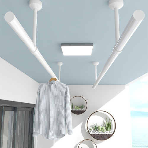 陽台不鏽鋼固定式晾衣桿白色頂裝曬衣架涼衣桿加厚掛衣桿單桿家用 陽台不鏽鋼固定式晾衣桿白色頂裝曬衣架涼衣桿加厚掛衣桿單桿家用