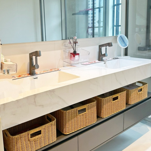 衛生間編織收納筐浴室櫃下雜物收納籃仿藤編中古風儲物籃子可定 衛生間編織收納筐浴室櫃下雜物收納籃仿藤編中古風儲物籃子可定