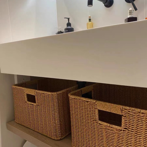 衛生間編織收納筐浴室櫃下雜物收納籃仿藤編中古風儲物籃子可定 衛生間編織收納筐浴室櫃下雜物收納籃仿藤編中古風儲物籃子可定