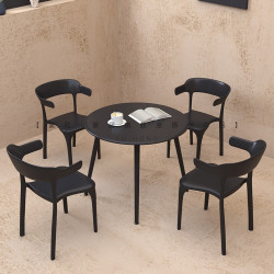 桌椅外擺塑膠露天奶茶咖啡店室內室外陽台休閒戶外碳鋼桌套裝組合