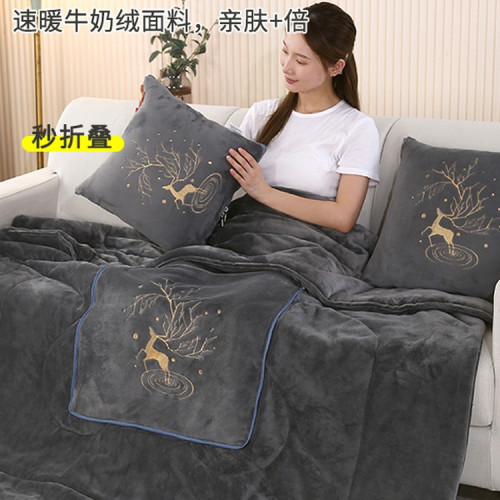 加厚冬季牛奶絨抱枕被子兩用多功能冬天折曡枕頭毯子汽車用午休被 加厚冬季牛奶絨抱枕被子兩用多功能冬天折曡枕頭毯子汽車用午休被