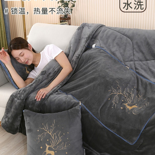 加厚冬季牛奶絨抱枕被子兩用多功能冬天折曡枕頭毯子汽車用午休被 加厚冬季牛奶絨抱枕被子兩用多功能冬天折曡枕頭毯子汽車用午休被