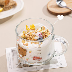 杯子刻度牛奶杯早餐杯可愛微波爐可加熱燕麥杯兒童玻璃女生麥片無