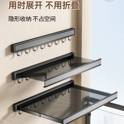 可伸縮隱形晾曬網免打孔折曡晾衣架陽台晾衣網毛衣網兜曬襪子