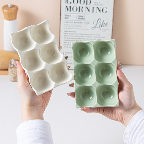 高顔值家用雞蛋托6格放雞蛋收納架可愛陶瓷廚房整理拍照道具韓式 高顔值家用雞蛋托6格放雞蛋收納架可愛陶瓷廚房整理拍照道具韓式