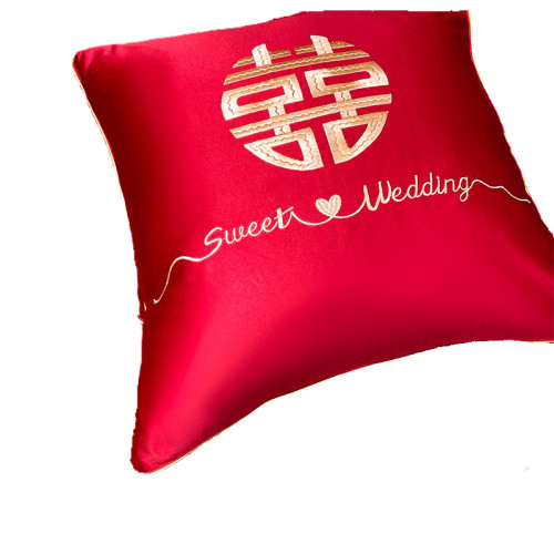 結婚大紅床上抱枕婚慶純棉綉花靠墊枕套中式紅色喜抱枕套含芯一對 結婚大紅床上抱枕婚慶純棉綉花靠墊枕套中式紅色喜抱枕套含芯一對
