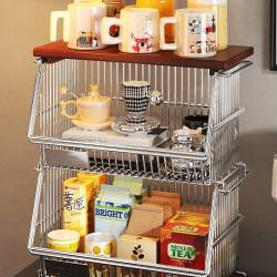 中古桌面零食置物架客廳雜物收納筐玩具儲物盒可移動廚房櫃小推車