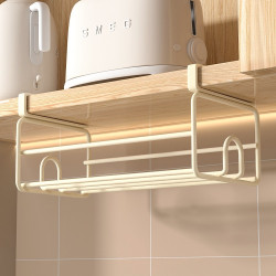 紙巾盒廚房櫃子下倒掛抽紙盒家用懸掛式鐵藝紙巾架洗臉巾收納支架