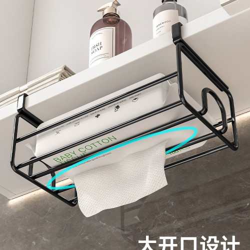 紙巾盒廚房櫃子下倒掛抽紙盒家用懸掛式鐵藝紙巾架洗臉巾收納支架 紙巾盒廚房櫃子下倒掛抽紙盒家用懸掛式鐵藝紙巾架洗臉巾收納支架