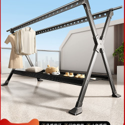 晾衣架陽台家用落地折曡曬衣架涼衣桿室內外掛衣服伸縮曬被子