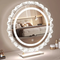 鏡子化妝鏡帶燈led異形桌上型桌面梳妝台旋轉梳妝鏡觸控美妝鏡輕奢