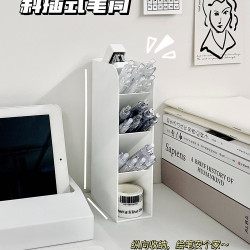斜插式筆筒辦公室桌面文具筆架大容量宿舍學生ins收納筆桶收納盒