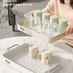 茶盤家用瀝水茶杯托盤長方形水果盤客廳托盤輕奢家用小型水杯托盤