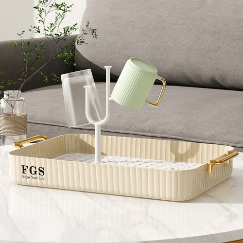 茶盤家用瀝水茶杯托盤長方形水果盤客廳托盤輕奢家用小型水杯托盤 茶盤家用瀝水茶杯托盤長方形水果盤客廳托盤輕奢家用小型水杯托盤