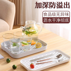 加高茶盤托盤放水杯子架置物架家用客廳茶具收納盤碗筷瀝水盤特大