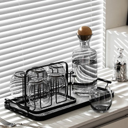 ins輕奢玻璃杯家用感喝水杯客廳待客杯子套裝泡茶水具茶壺無