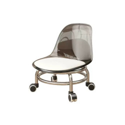 萬向輪小凳子軟座滑輪矮凳帶娃兒童椅子靠背透明圓凳家用美縫板凳