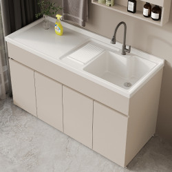 蜂窩鋁陽台洗衣機一體櫃組合帶搓衣板洗衣櫃石英石洗衣池台盆單獨