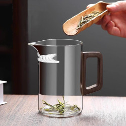 高硼矽玻璃綠茶泡茶器月牙公道杯茶漏一體分茶器過濾泡茶壺茶具無