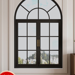 法式鐵藝拱形窗復古圓弧隔斷室內窗戶鋁合金仿古弧形裝飾玻璃窗戶