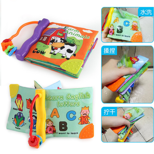 嬰幼兒早教益智英文動物認知布書帶響紙BB器寶寶手掌書帶牙膠 嬰幼兒早教益智英文動物認知布書帶響紙BB器寶寶手掌書帶牙膠