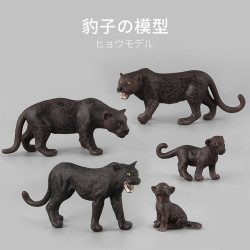 11CM實心黑豹野生動物園模型仿真 豹子動物模型擺件