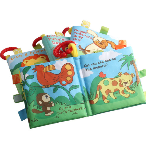 嬰兒布書帶BB器響紙寶寶撕不爛布書英文森林動物早教手掌書 嬰兒布書帶BB器響紙寶寶撕不爛布書英文森林動物早教手掌書