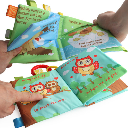 嬰兒布書帶BB器響紙寶寶撕不爛布書英文森林動物早教手掌書 嬰兒布書帶BB器響紙寶寶撕不爛布書英文森林動物早教手掌書