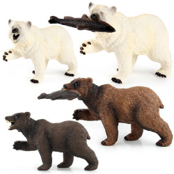 家 仿真野生動物園模型狗熊黑熊棕熊白熊實心模型擺件玩具