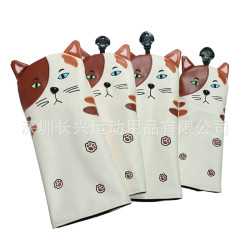 高爾夫木桿套髮球桿球道木帽套可愛貓咪球pu桿套