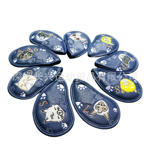 高爾夫Pu鐵桿套卡通可愛多色可選 高爾夫球桿套9衹裝球桿保護套