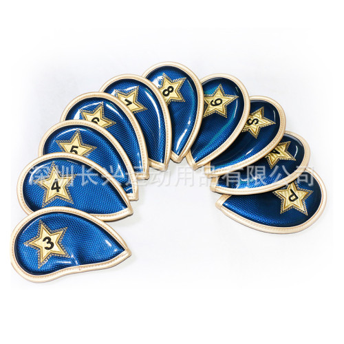 高爾夫鐵桿套桿頭球頭保護黑白防水pu球桿套組 高爾夫鐵桿套桿頭球頭保護黑白防水pu球桿套組