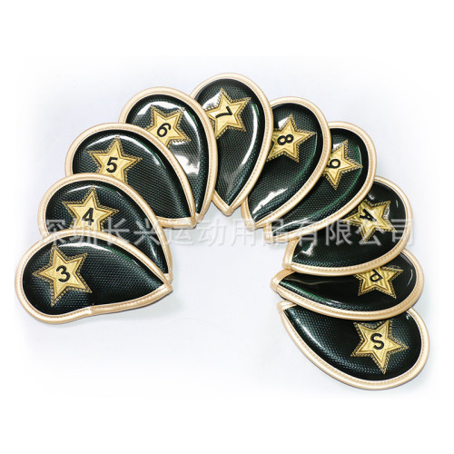 高爾夫鐵桿套桿頭球頭保護黑白防水pu球桿套組 高爾夫鐵桿套桿頭球頭保護黑白防水pu球桿套組