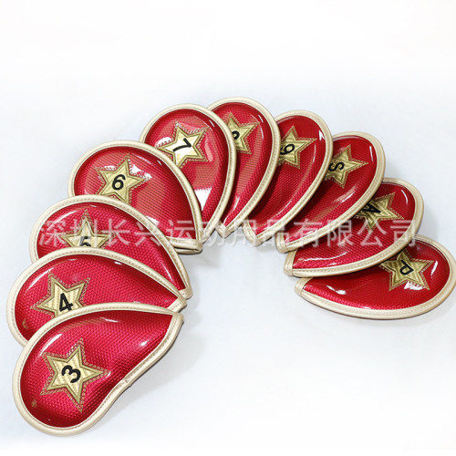 高爾夫鐵桿套桿頭球頭保護黑白防水pu球桿套組 高爾夫鐵桿套桿頭球頭保護黑白防水pu球桿套組