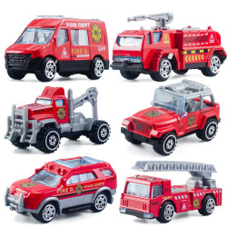 兒童3件套裝益智合金迴力工程消防車軍事車收納車隊模型玩具套裝