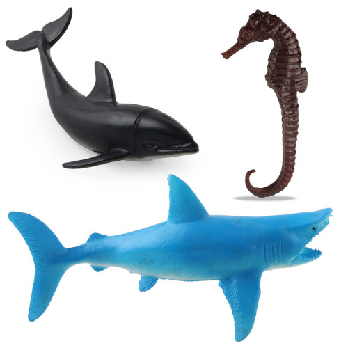 原廠 6件套仿真海洋生物模型 海馬鯨魚章魚海星擺件禮品玩具