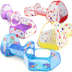 兒童帳篷室內外可折曡攀爬遊戯屋三合一收納海洋球池隧道帳篷玩具