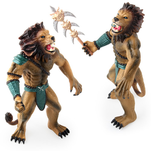 仿真野生動物實心狼人獅子金剛戰士動物 手辦擺件模型玩具 仿真野生動物實心狼人獅子金剛戰士動物 手辦擺件模型玩具