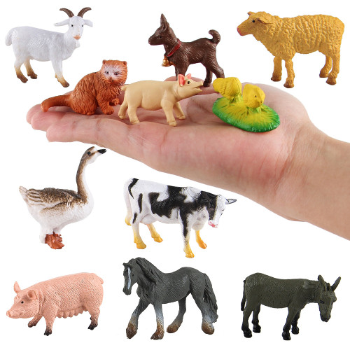 兒童桌面沙盤農場迷你動物模型奶牛綿羊兔子狗實心靜態雞鴨鵞擺件