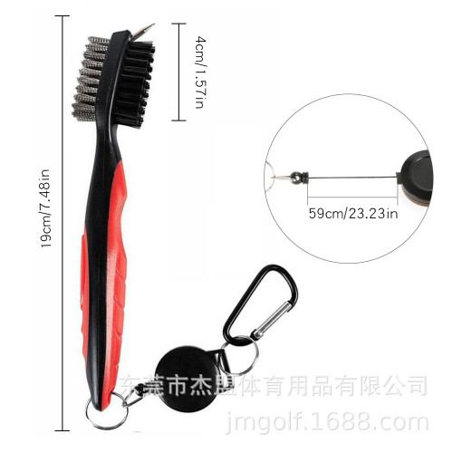 新款高爾夫球桿清潔刷球頭雙面尼龍鋼毛刷防銹節日禮品