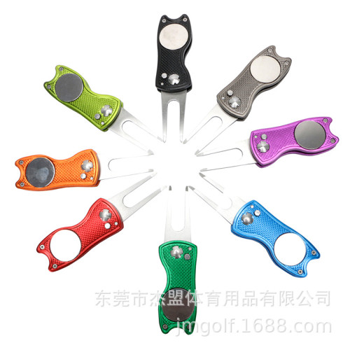 高爾夫果嶺叉金屬鐵球位標多功能鏟草高爾夫球果嶺修復叉配件 高爾夫果嶺叉金屬鐵球位標多功能鏟草高爾夫球果嶺修復叉配件