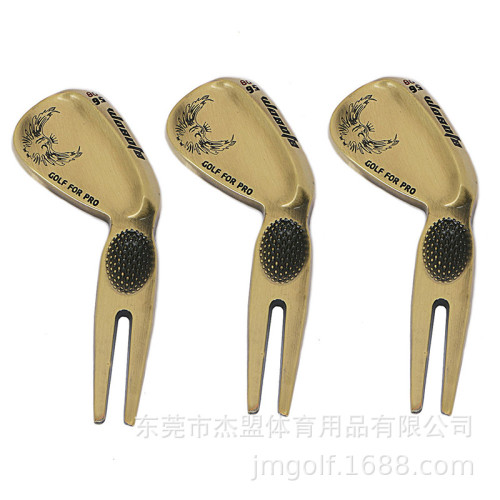 高爾夫果嶺叉金屬球桿形狀修補叉鋅合金修整工具配件鋅合金果嶺叉