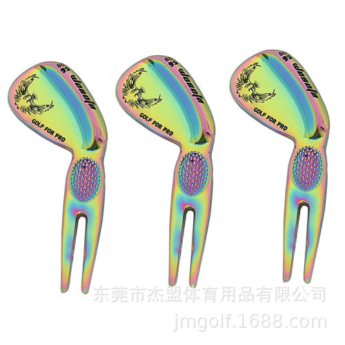 高爾夫果嶺叉金屬球桿形狀修補叉鋅合金修整工具配件鋅合金果嶺叉