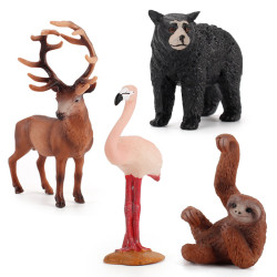 仿真野生動物模型實心模型火烈鳥樹懶長臂猴黑熊麋鹿科教認知擺件